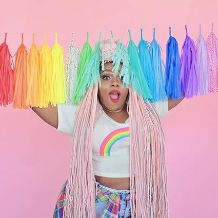 14in 21pcs Rainbow Paper Tassel DIY Hanging paper decorations Party Garland - Image 4