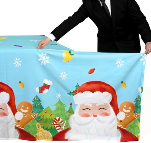 2-Pack 54x108" Santa-Themed Disposable Tablecloths - for Merry Christmas Party Decorations & Supplies - Image 3