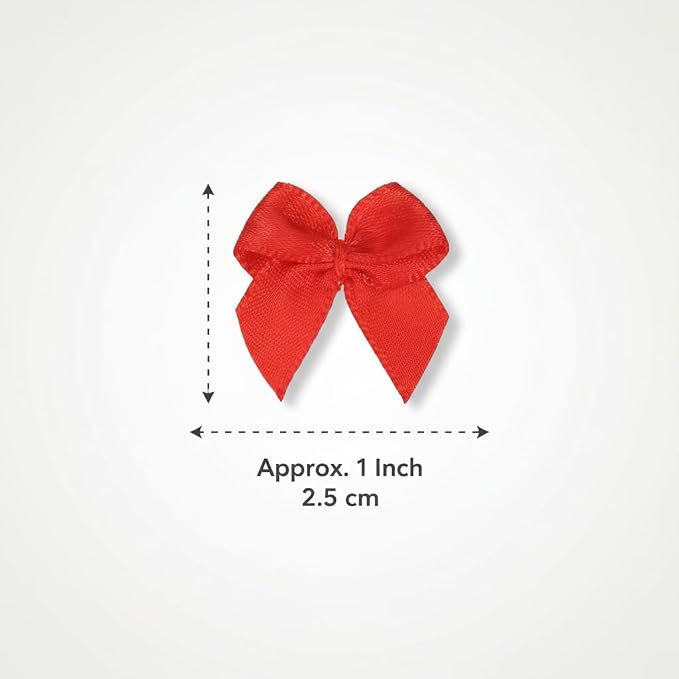 100 Mini Satin Bows with Adhesive Dots, Small Decorative Ribbon Bows - Image 2