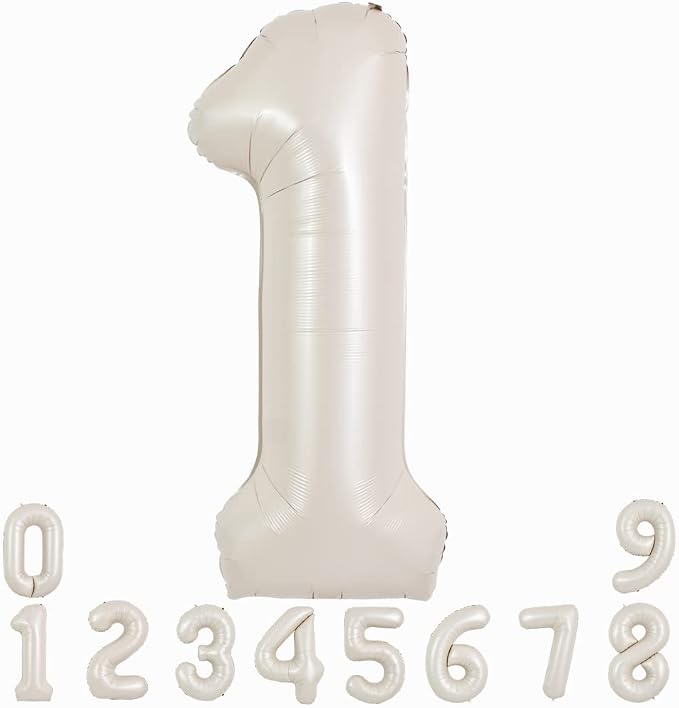 TONIFUL 40 Inch Cream White Large Numbers Balloon 0-9 Birthday Party Decor by TONIFUL