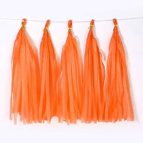 Orange Tissue Paper Tassel DIY Hanging Paper Decorations Party Garland by Binpeng