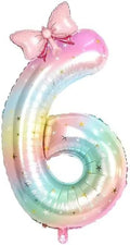 Number 6 40 Inch Rainbow Star Gradient Giant Number Balloon & Mini Bow Balloon by Unknown