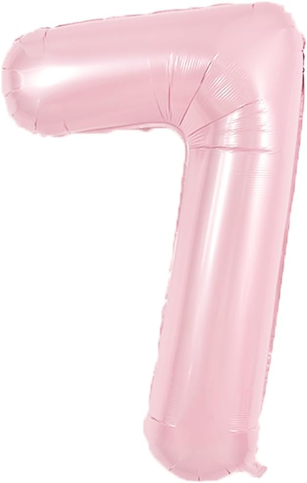 TONIFUL 40 Inch Pastel Pink Number 7 Balloons Large Foil 7th Birthday Decor | by TONIFUL