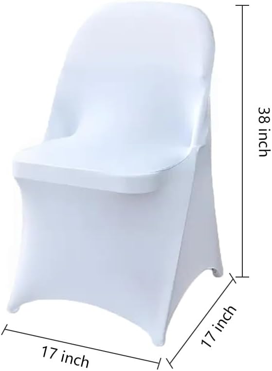 50 Pcs White Folding Chair Cover Washable Removable Universal Fitted Chair - Image 2