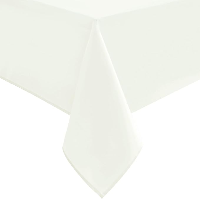 Hiasan Ivory Tablecloth for Rectangle Tables - Waterproof and Spillproof Washable Fabric Table Cloth for Dining Room Kitchen Party, 52 x 70 Inch