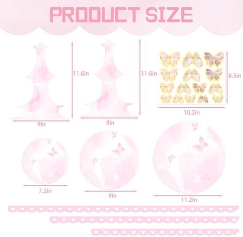3 Tier Butterfly Cupcake Stand Pink Princess Dessert Tower - Image 3