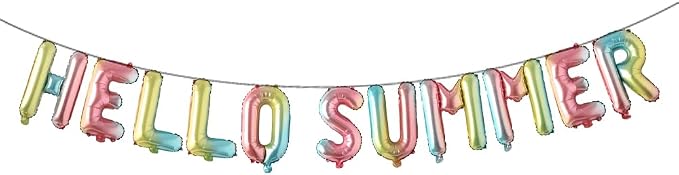 RUIANSI Hello Summer Rainbow 16Inch Metallic Mylar Balloons by RUIANSI