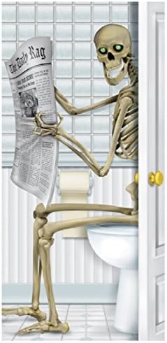 Beistle Skeleton Restroom Door Cover Halloween Decoration, 5 Ft x 30 in by Beistle