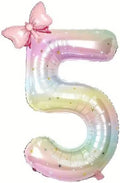 Number 5 40 Inch Rainbow Star Gradient Giant Number Balloon & Mini Bow Balloon by Unknown