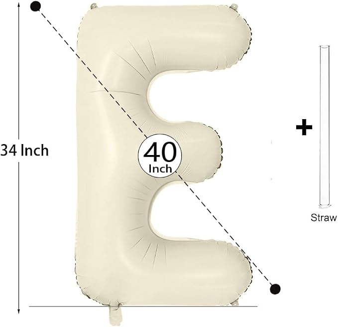 Letter Balloon 40Inch Cream White Big Alphabet Balloons Letter E | Giant Foil - Image 2
