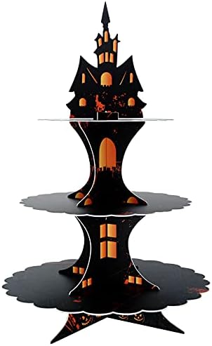 3 Tier Halloween Cupcake Stand Cardboard Gothic Tower Decorations by WEEPA