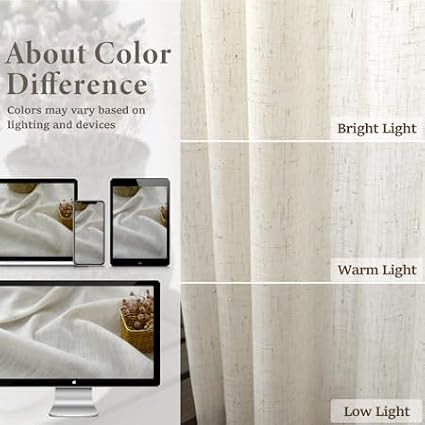 Natural Linen Curtains 45 Inch Length - Image 4
