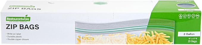 Restaurantware Bag Tek 2 Gallon Storage Zip Bags 25 Disposable Zipper Pouch Bags - Image 2