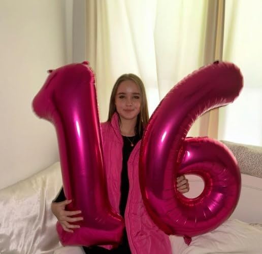 Hot Pink Number 6 Balloon 40 inch, Balloon numbers party supplies, deco photo - Image 7