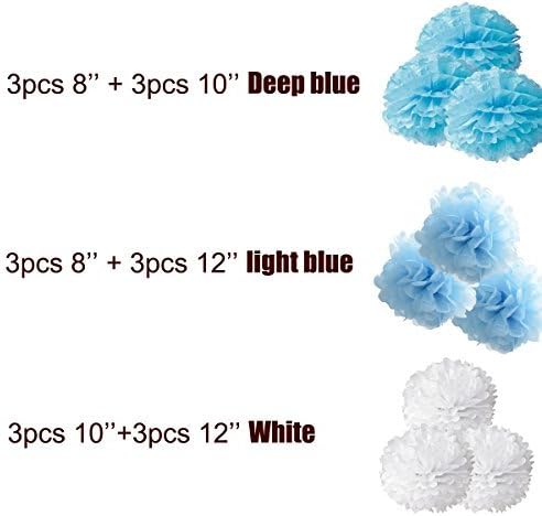 18pcs Tissue Hanging Paper Pom-poms, Hmxpls Flower Ball Wedding Party Outdoor - Image 3