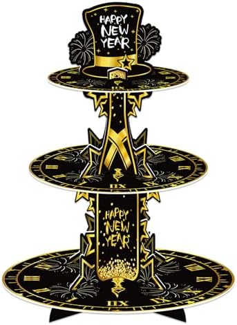 3 Tier 2027 Happy New Year Cupcake Stand Round Cardboard Cake Holder by WEEPA