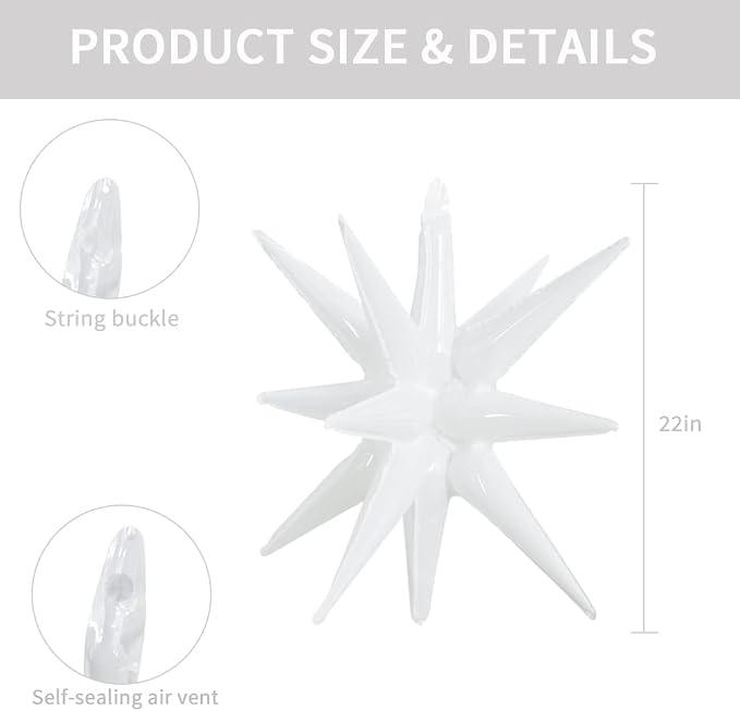 TONIFUL 4 Pcs Explosion Star Balloons White Foil Balloon Party Decorations | 22 - Image 2