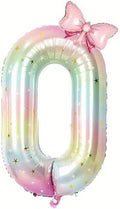 Number 0 40 Inch Rainbow Star Gradient Giant Number Balloon & Mini Bow Balloon by Unknown
