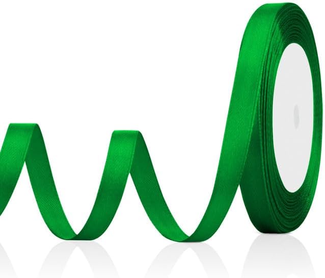 Green Ribbon Christmas Ribbons, 3/8 Inch 25 Yards Emerald Green Ribbon by OALCQ