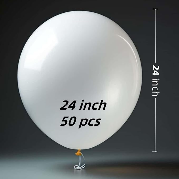 50 Pack White Balloons 24 Inch White Latex Party Balloon - Image 2