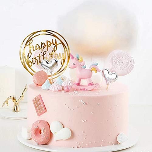 6-Pack Gold Cake Topper Set, Double-Sided Glitter, Acrylic Happy Birthday - Image 9