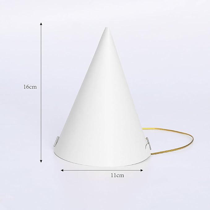 20 Pcs Party Paper Cones Hats White Birthday Cone Hat Blank DIY Party Hats - Image 2
