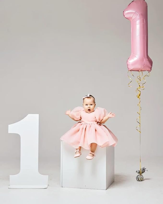 1 Balloon Numbers Birthday Decorations, 40In Pearl Pink Balloons - Image 3