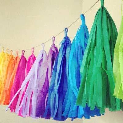 14in 21pcs Rainbow Paper Tassel DIY Hanging paper decorations Party Garland - Image 7
