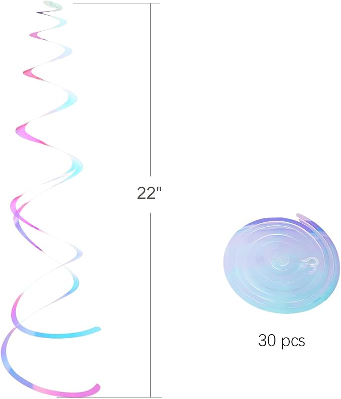 MISU Iridescent White Hanging Swirl Streamers - Image 2