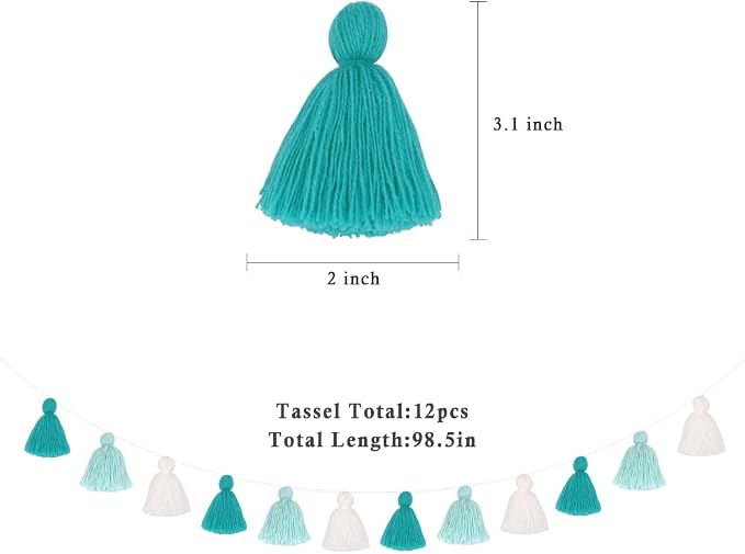 Big Size Tassel Garland H3.1in Polyester Yarn Gradual Geen Pom Pom Tassel - Image 2