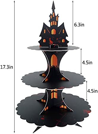 3 Tier Halloween Cupcake Stand Cardboard Gothic Tower Decorations - Image 3