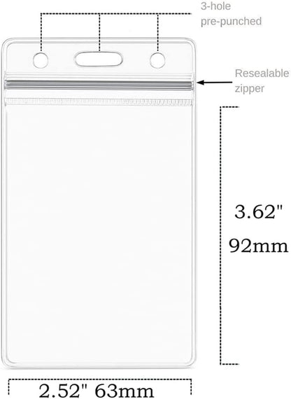 Name Tag 100 Pack Badge ID Card Holders Clear Plastic Vertical Premium Badge Holder