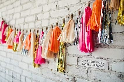 Pink Tissue Paper Tassel DIY Hanging Paper Decorations Party Garland - Image 3