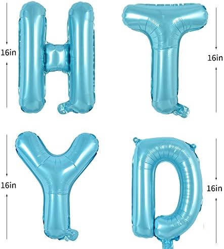 TONIFUL 16 Inch Light Blue Happy Birthday Balloons Banner Decor - Image 2