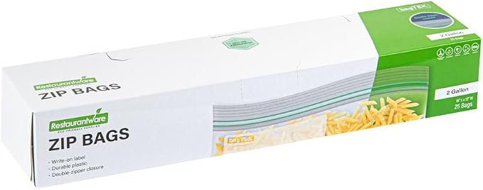 Restaurantware Bag Tek 2 Gallon Storage Zip Bags 25 Disposable Zipper Pouch Bags - Image 10