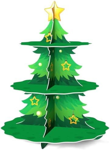Christmas Party Decorations Christmas Cake Stand 3 Tier Christmas Tree Cupcake Stand for Birthday Party Supplies by WEEPA
