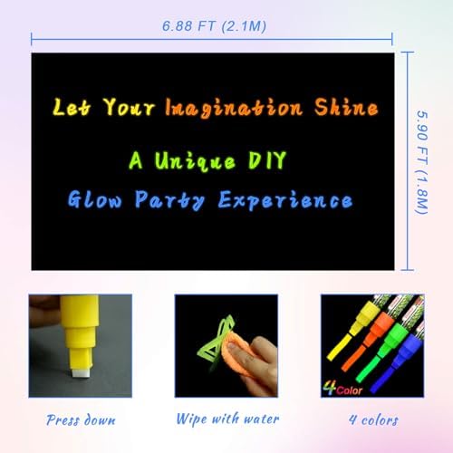 Mega-L Glow in the Dark Party Supplies, Neon DIY Backdrop, 5.2 x 6.8 Ft - Image 3