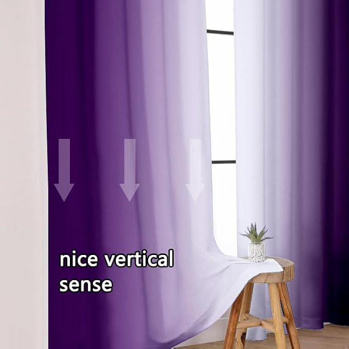 Purple Curtains 63 Inch Length for Living Room 2 Panel Set Purple and Grey - Image 3