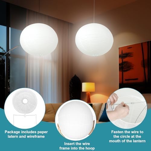 Rossesay 2 Sets Jumbo Round Paper Lanterns - Image 3