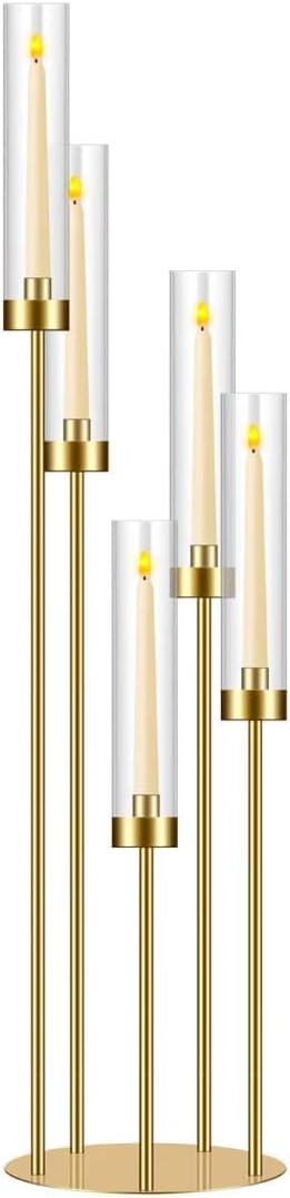 35in 1 Set Gold Candelabra Candle Centerpieces by MEISHAONV