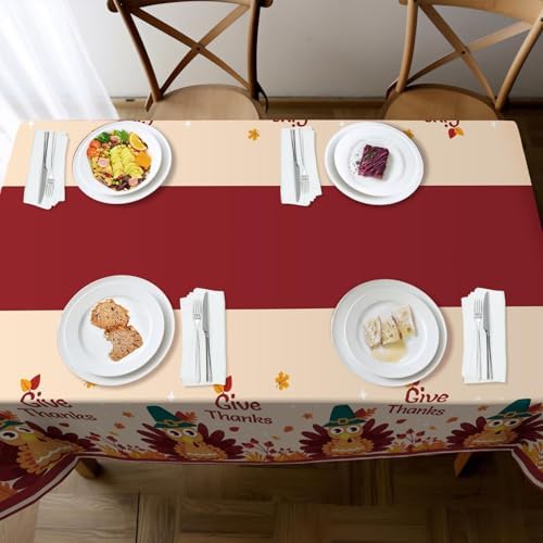 Thanksgiving Tablecloth,2 Pack Disposable Plastic Tablecloths for Rectangle Tables 54"x108",Thanksgiving Decorations,Turkey Table Cloths for Home,Dinner,Give Thanks Table Cover for Picnic,Birthday - Image 6