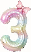 Number 3 40 Inch Rainbow Star Gradient Giant Number Balloon & Mini Bow Balloon by Unknown