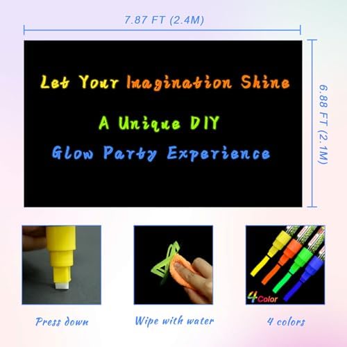 Mega-L Glow in the Dark Party Supplies, Neon DIY Backdrop, 7.8 x 6.8 Ft - Image 3