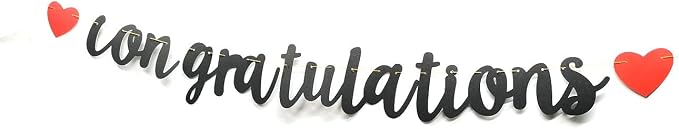 Congratulations Banner Black Letters & Red Symbol Hanging Paper Sign Decorations - Image 4