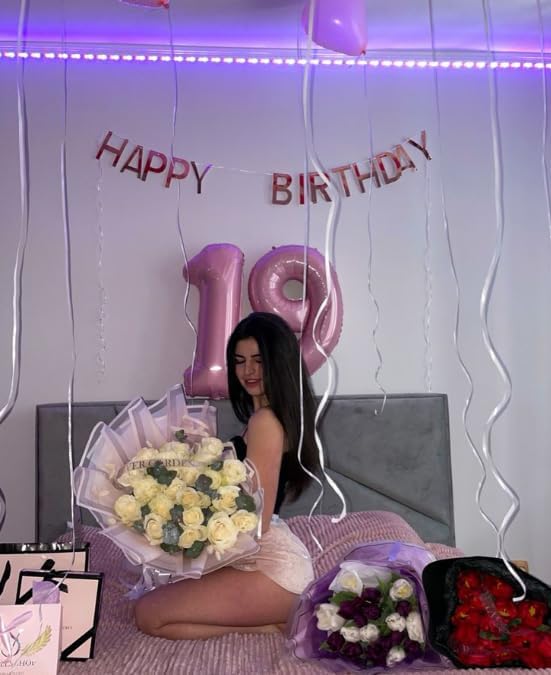 Digital Number 7 Pearlescent Pink Birthday Balloon 40 Inch, Foil Balloons - Image 3