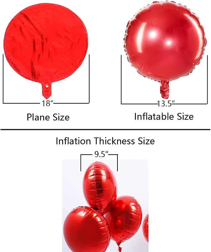 18" Red Black White Balloons Round Foil Mylar Helium Balloons - Image 2