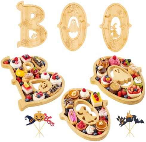 3‑Pack Halloween Charcuterie Board with 6 Halloween Cupcake Toppers by Unknown