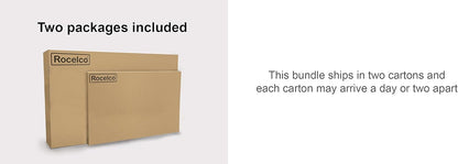 Rocelco 46" Height Adjustable Corner Standing Desk Converter with Anti Fatigue Mat Bundle - Quick Sit Stand Up Dual Monitor Riser - Computer Workstation - Teak Wood Grain (R CADRT-46-MAFM)