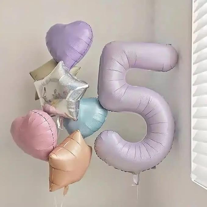 Number 5 Balloons 40 Inch for 5 15 Birthday Decorations, Cream Purple | Jumbo - Image 2