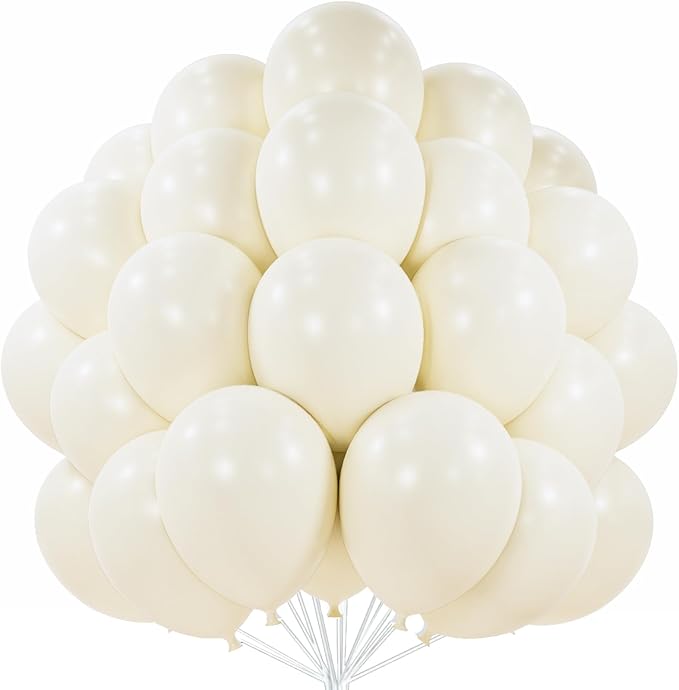 PartyWoo Beige Balloons 101pcs Cream Ivory White Color 12 Inch | Balloons by PartyWoo